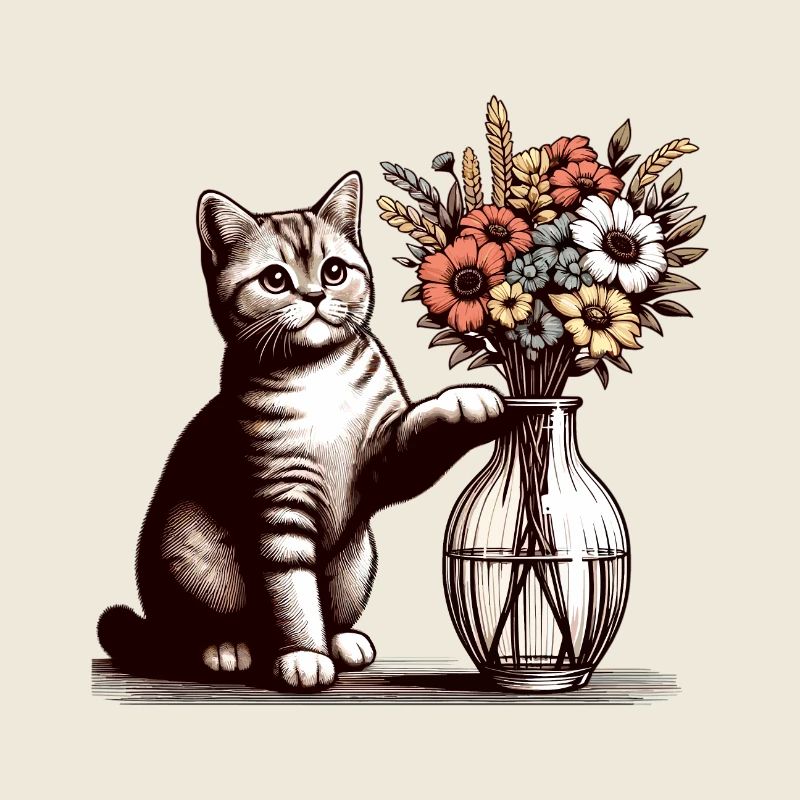 BKH Britisch Kurzhaar Katze Vase umkippen Geschenk