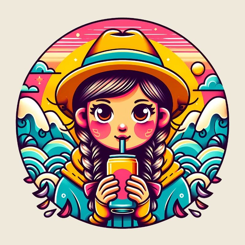 Retro Mädchen Trinken Pop Illustration