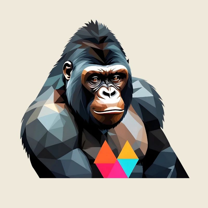 Gorille Polygonal Coloré