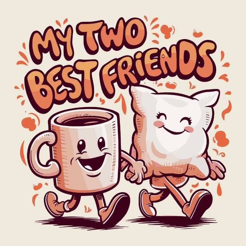Tasse à café et oreiller Mes deux meilleurs amis