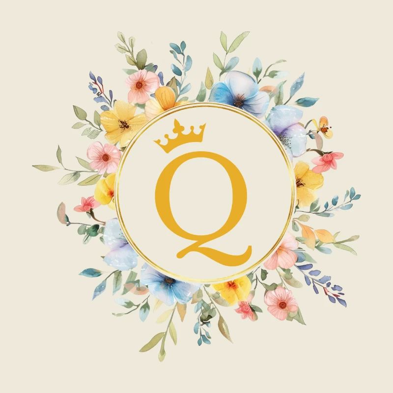 Q Monogram, Cercle de fleurs, Personnalisable