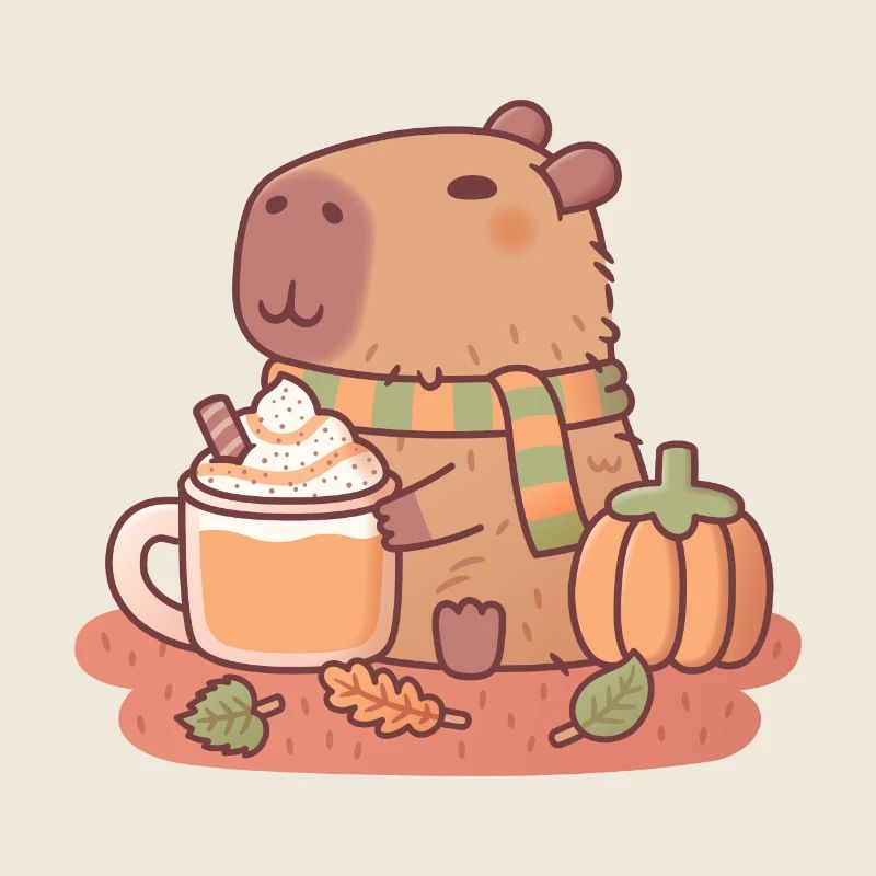 Süßes Capybara Pumpkin Spice Latte Herbstsaison