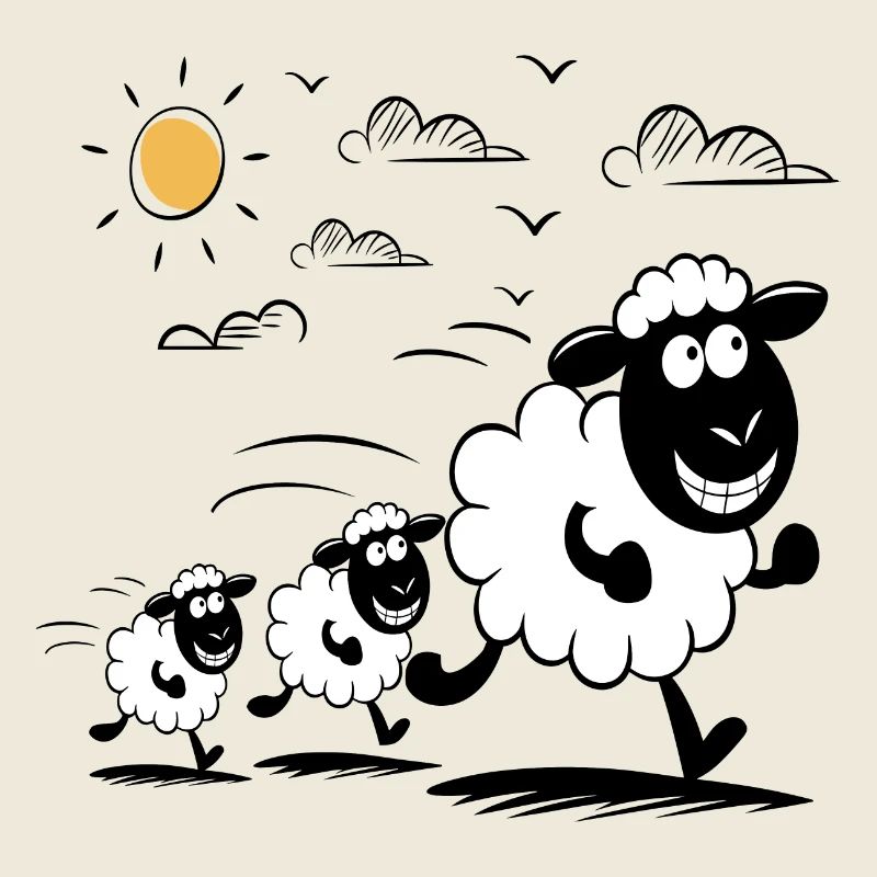 Funny Sheep Flock Animals