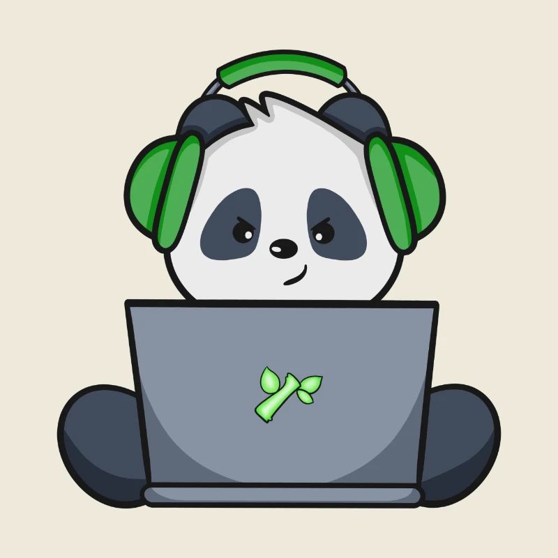 Gaming Panda mit grünem Headset