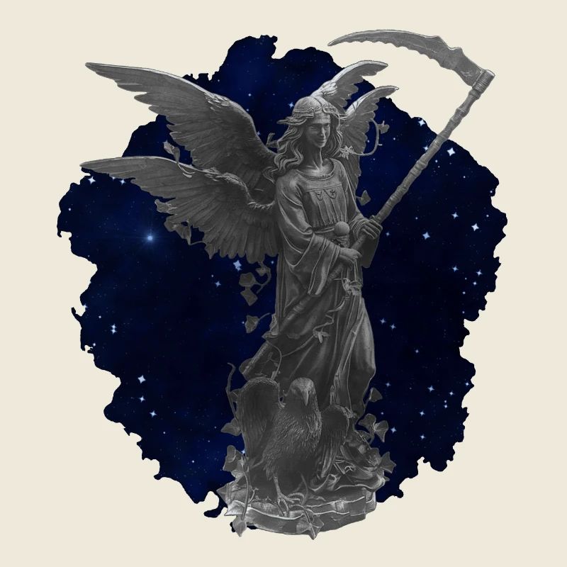 Engelstatue, gothic motiv, sternenmuster