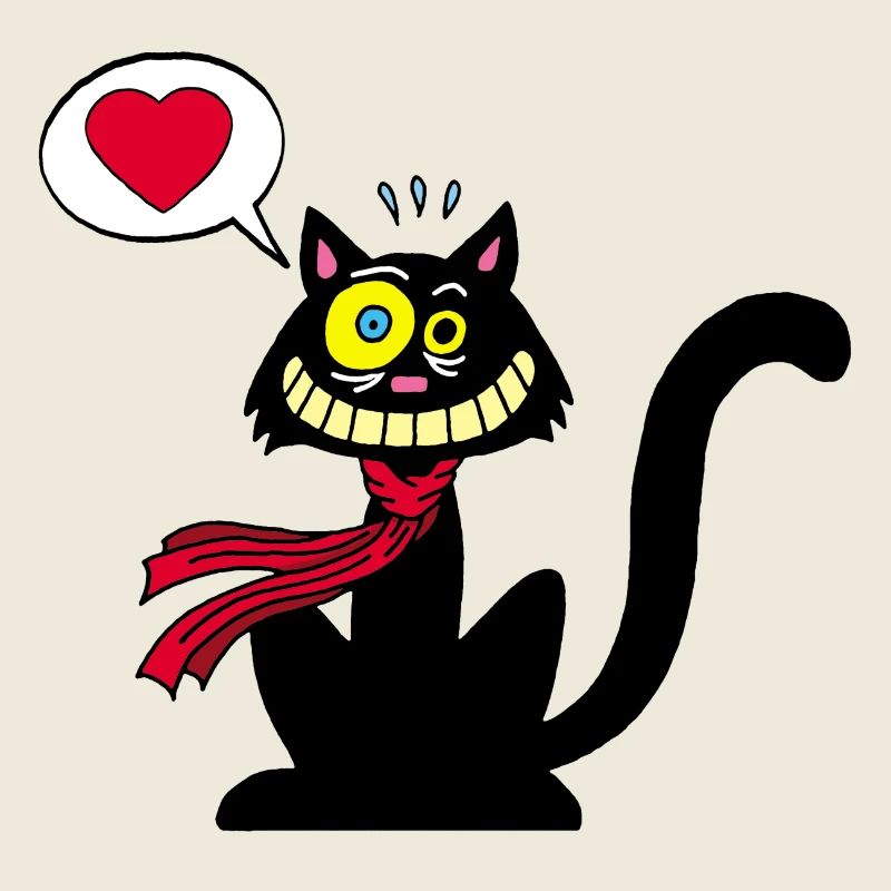 Verliebte schwarze Katze