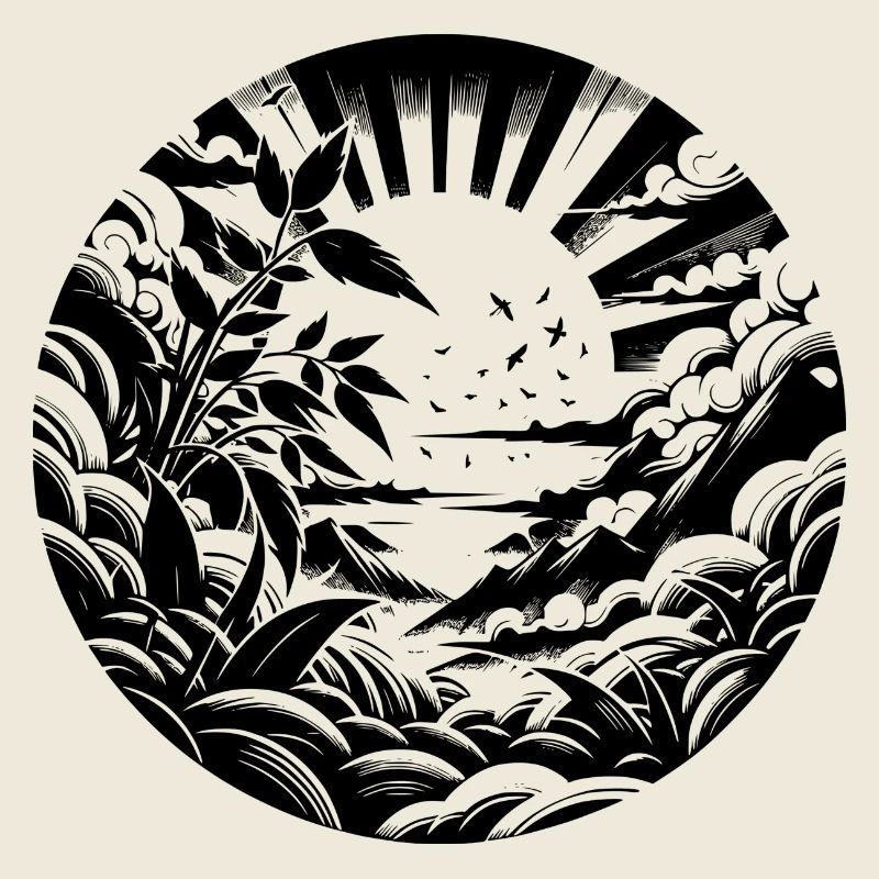 Nature view between mountains to the sun