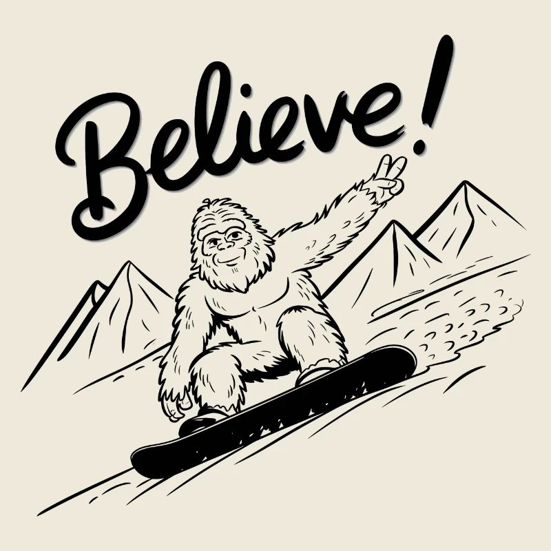 Sasquatch Bigfoot Snowboard Snowboarder