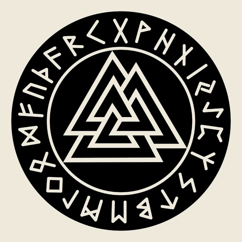 Valknut black rune circle