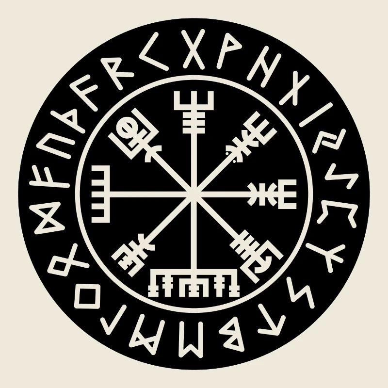 Vegvisir black rune circle