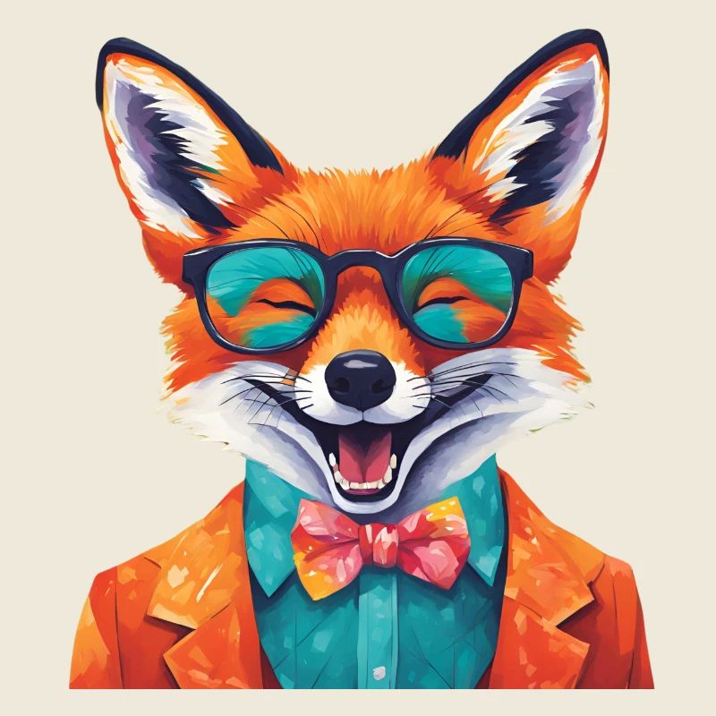 Lebendiger Fuchs in stilvoller Kleidung