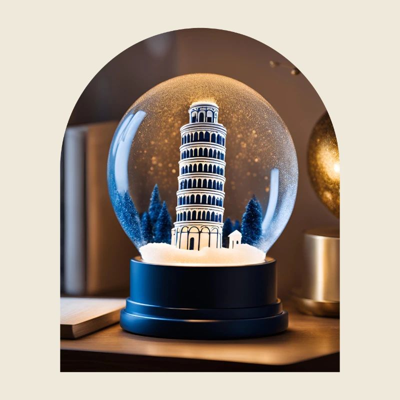 Der Schiefe Turm von Pisa in einer Schneekugel