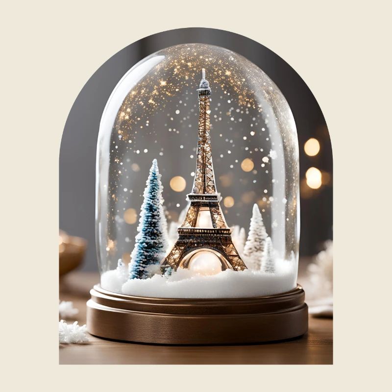 Der Eiffelturm in einer Schneekugel