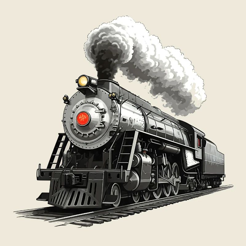Nostalgische Dampflok - Eisenbahn Illustration