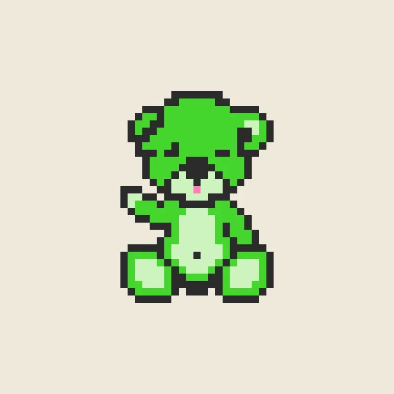 Pixel Bear Neon Green