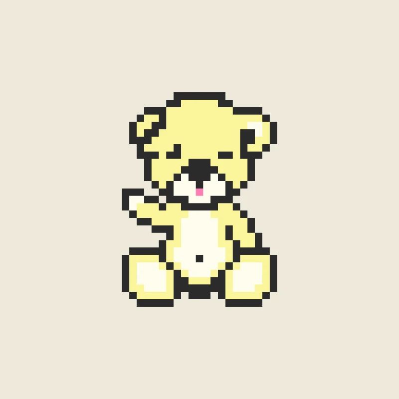 Pixel Bear Pastel Yellow
