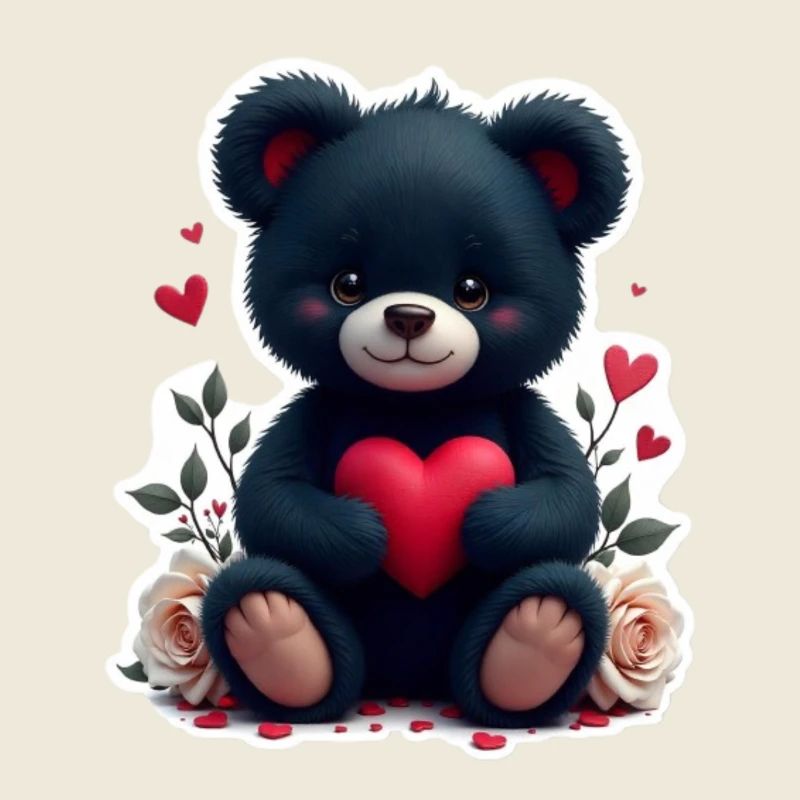 Schwarzer Teddy mit Herz