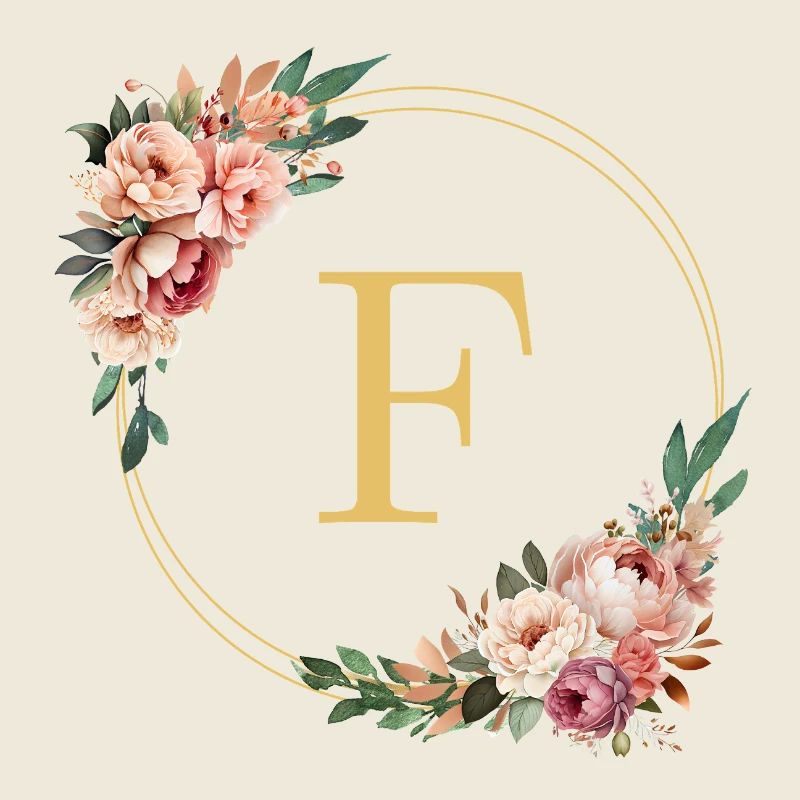 F Monogram, Couronne de fleurs, Personnalisable