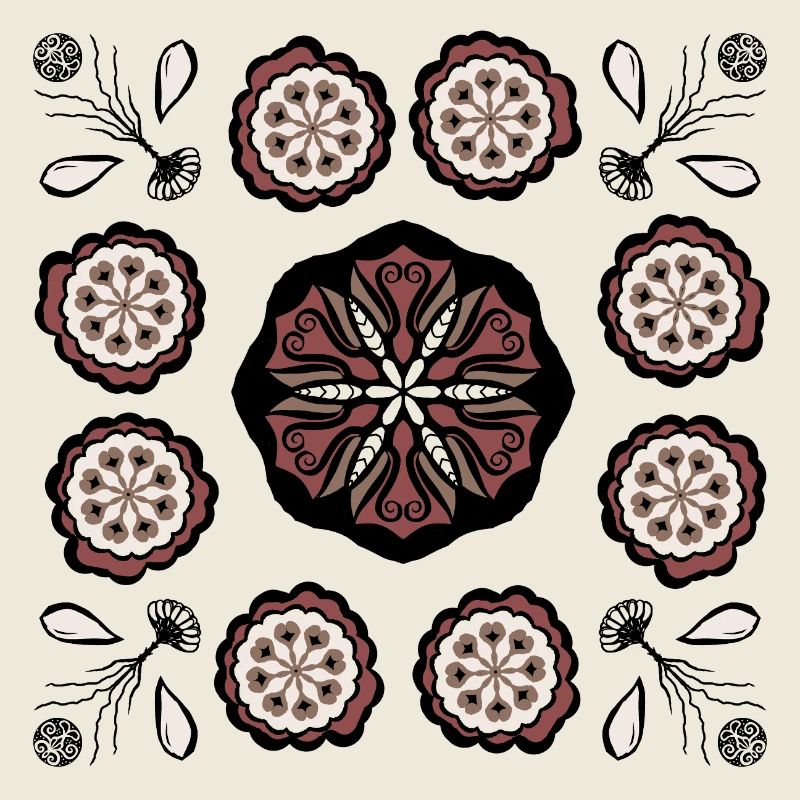 Dark flower mandala pattern