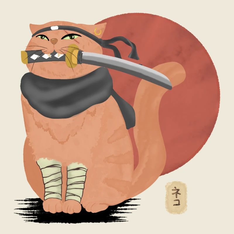Samurai Cat with Katana