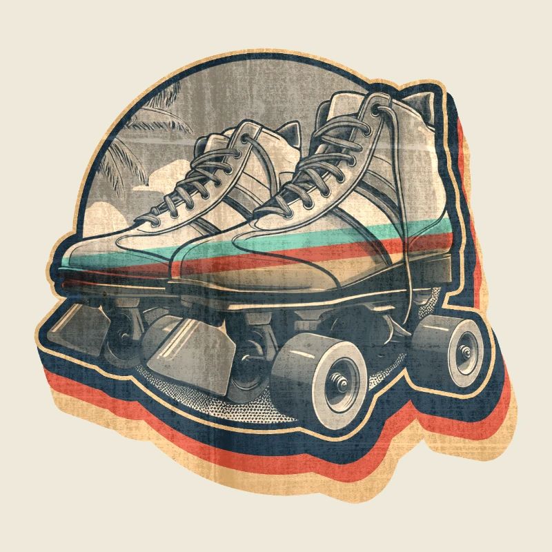 Vintage Summer Retro Disco Graphic Design Roller Skate