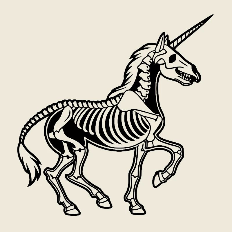 Squelette de licorne - Anatomie vectorielle noire