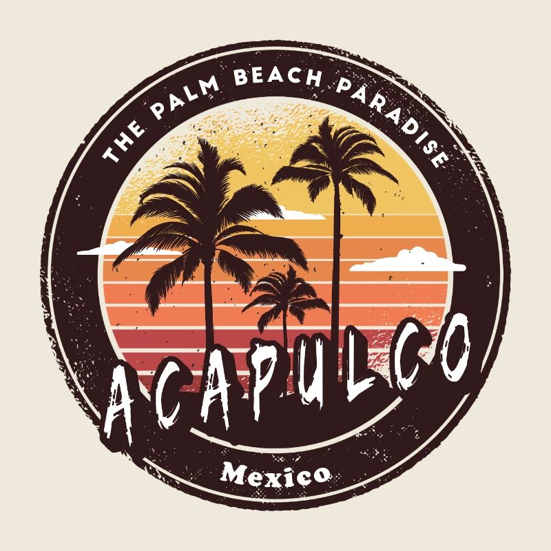 Acapulco, Mexique, Palmiers, Plage, Design