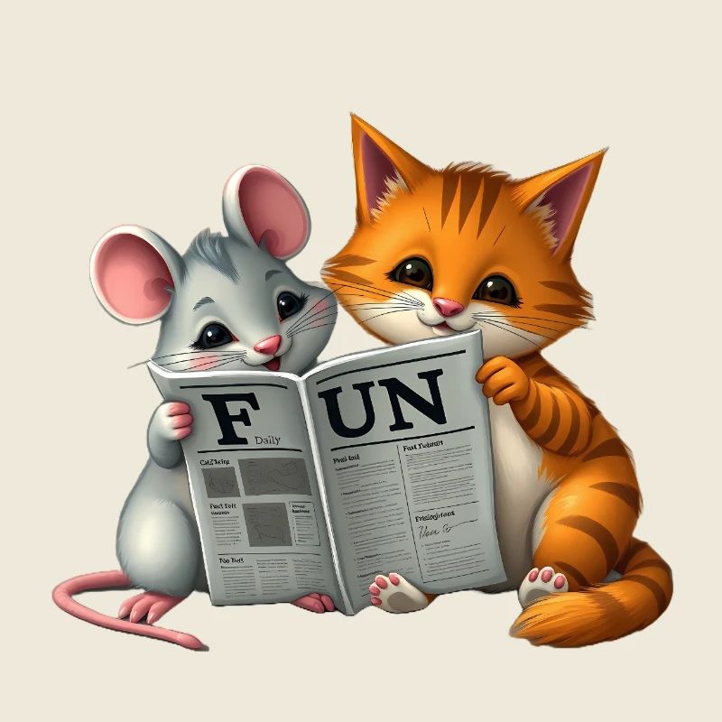Couple mignon chat et souris dans la mise en page du journal
