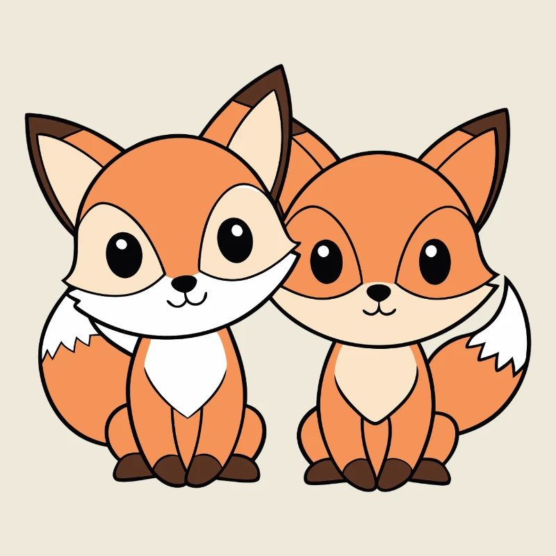 Deux petits renards amis complices