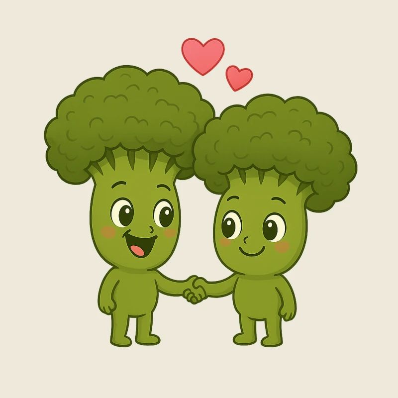 Niedliche Broccoli mit Herzen