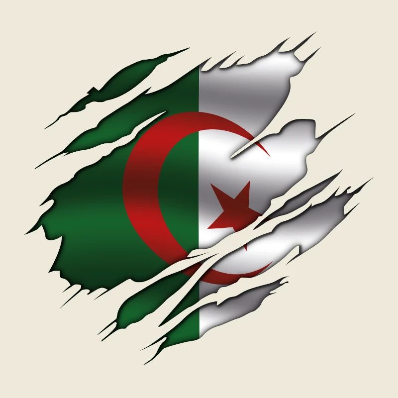 Drapeau de l’Algérie - Algérie - Drapeau déchiré