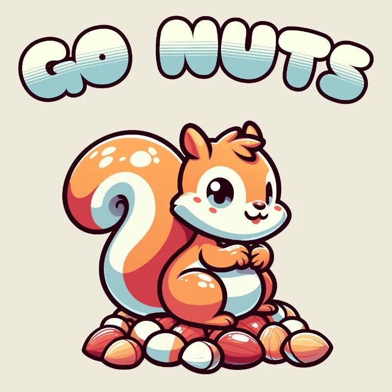 Squirrel Sitting on Nuts Cartoon Tee
