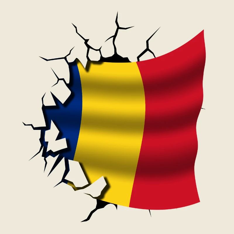 Drapeau de la Roumanie - Roumanie - Drapeau Broken Design