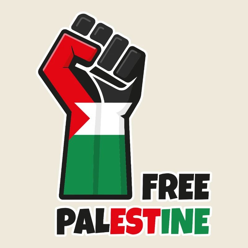 Poing levé avec drapeau palestine. Free Palestine