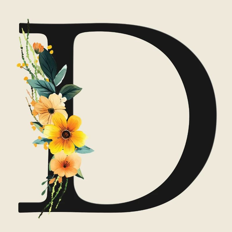 D Monogram, Floral, Personnalisable