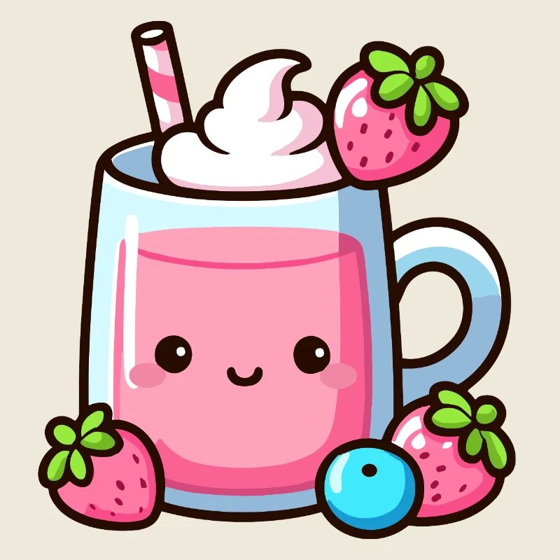 Kawaii Erdbeermilch Becher Design