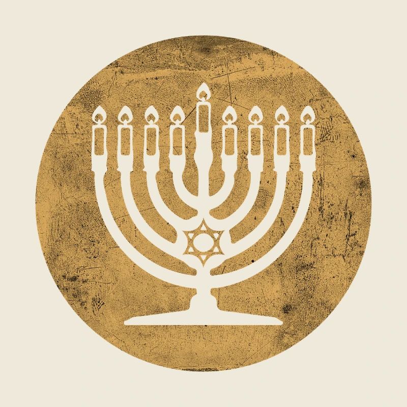 Menorah de Hanoukka chandelier dans cercle doré