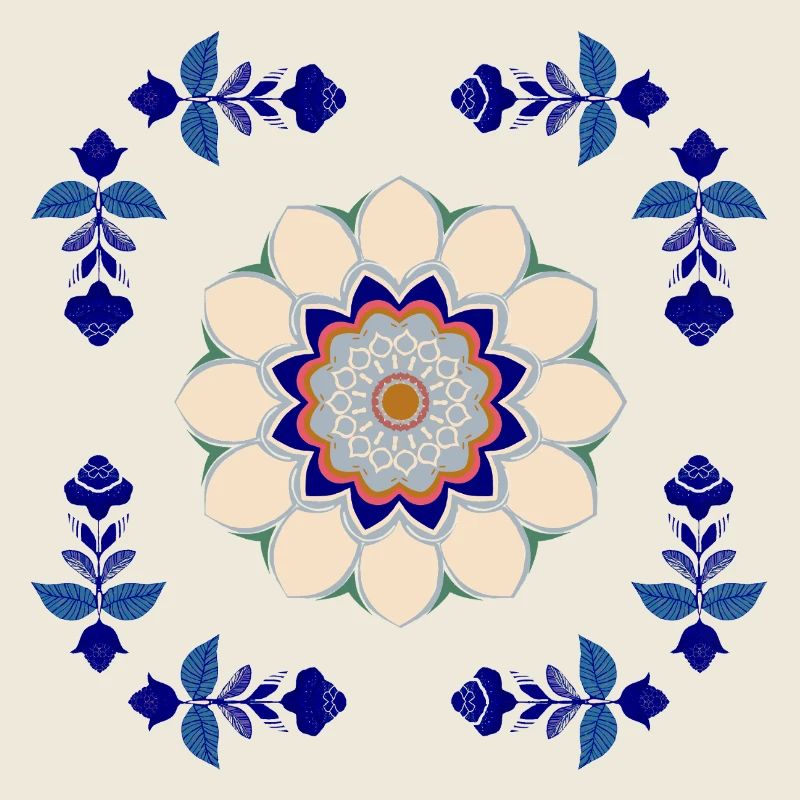Retro Blüten Fliese