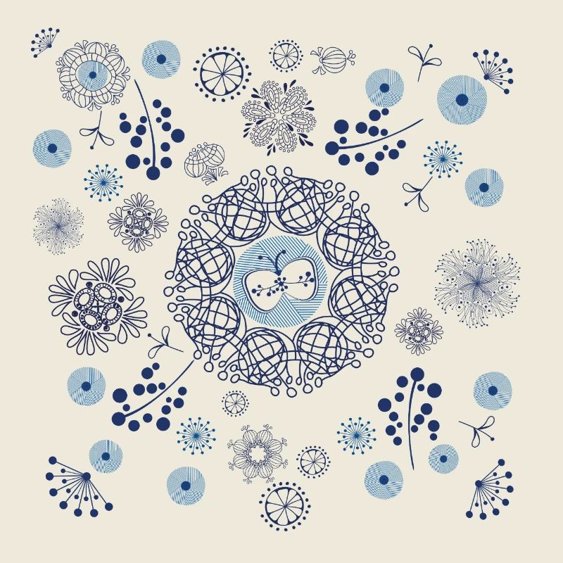 Abstraktes Winterblumenmuster in Blau