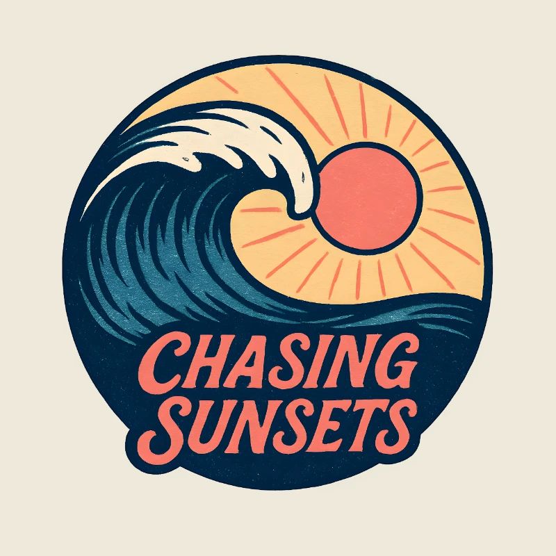 Chasing Sunsets Retro Surf Design Vintage Sonne