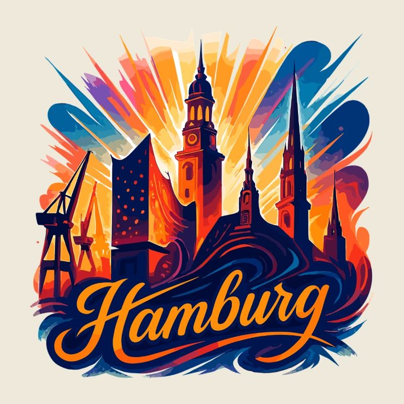 Hamburg Stadt Silhouette Perle am Wasser Geschenk