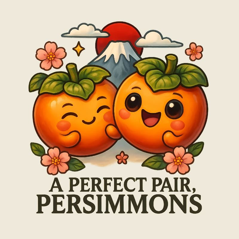 Japanisch Ein Perfektes Paar Kakis Mount Fuji