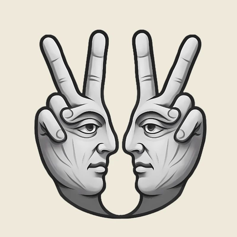 Surrealistic double face hand art