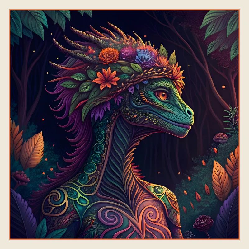 Mythical Jungle Dragon Illustration