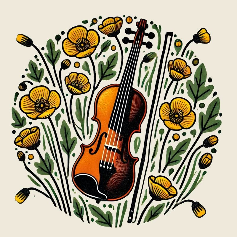 Floral Violin Symphony Design