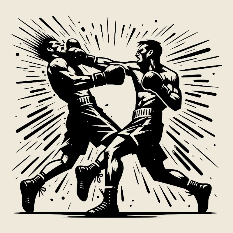 Action de boxe rétro Le coup de poing décisif