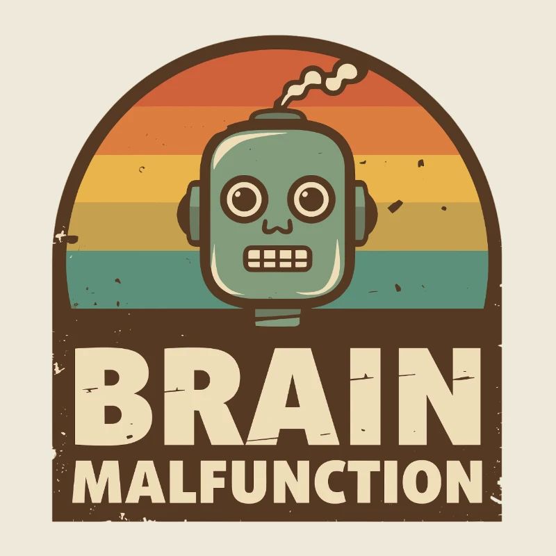 Robot rétro avec coucher de soleil arc-en-ciel