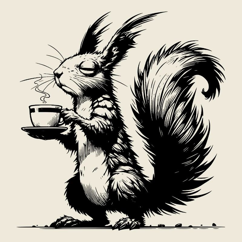 Kleines Hörnchen, große Tasse Eichhörnchen Koffein