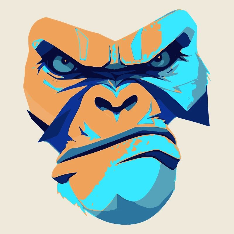 Untamed Gorilla Blue Front Print