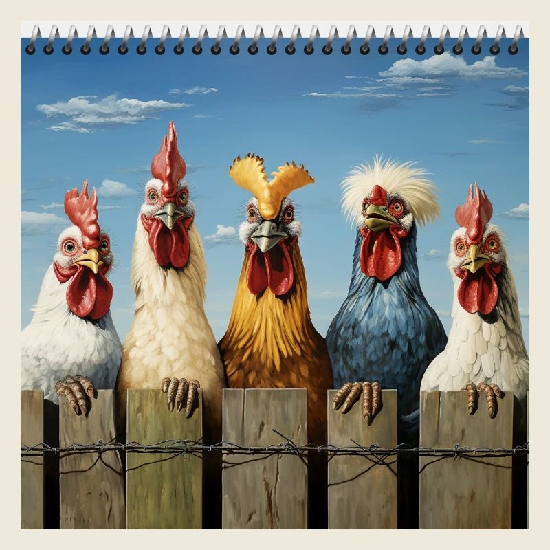 Humorous chicken family in comic style
